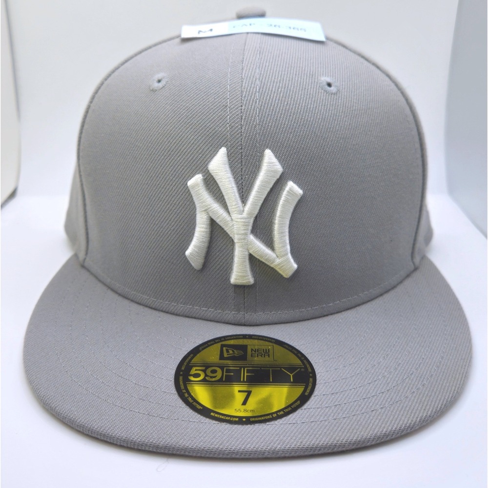 New Era 59FIFTY New York Yankees Fitted Hat Grey White MLB Basic Cap Size 7